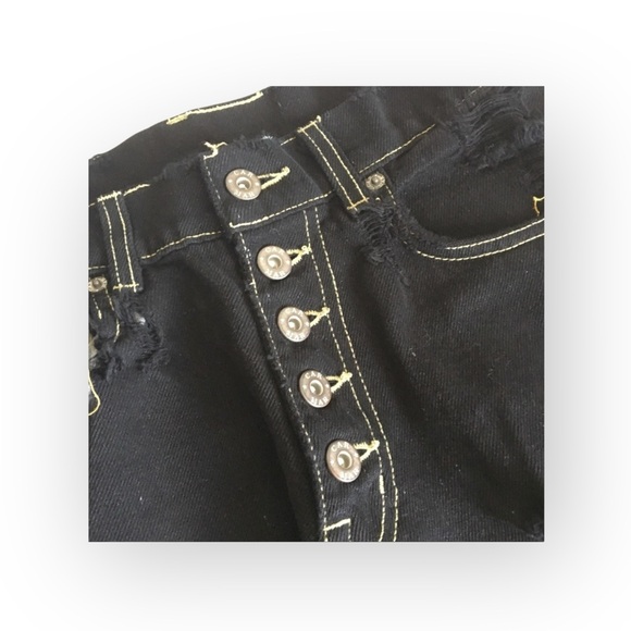 new LF Carmar Boyfriend Rip Shredded Knee Jeans Overdye Black Size 23 25 - Picture 10 of 16